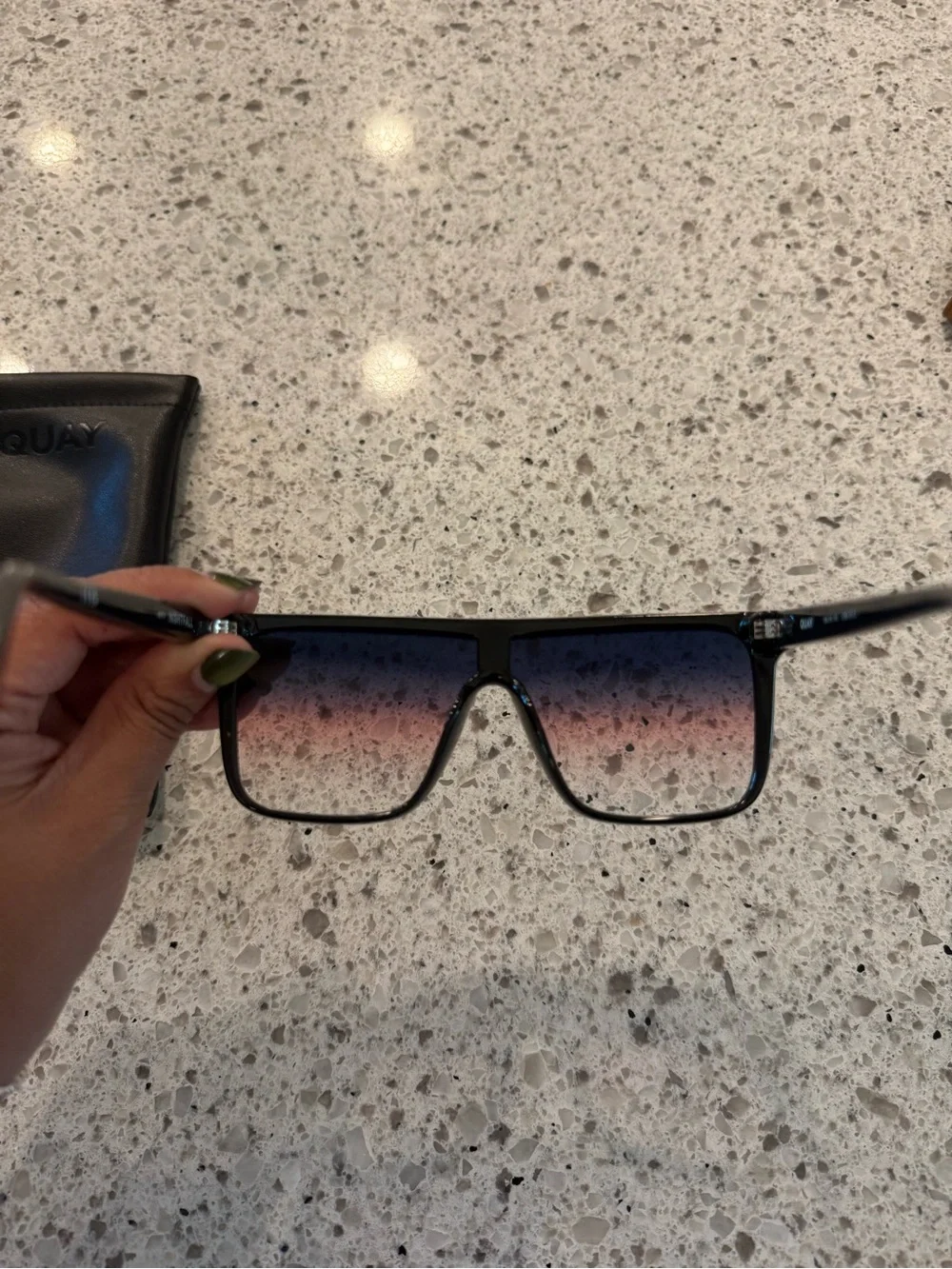 QUAY Nightfall Medium Sunglasses - Black/Teal Glow